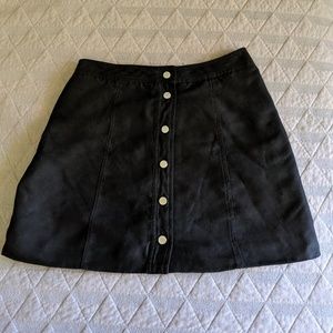 Black suede skirt.